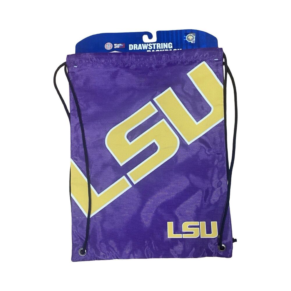 NCAA LSU Tigers Drawstring Backpack Gym Bag 18" x 14"